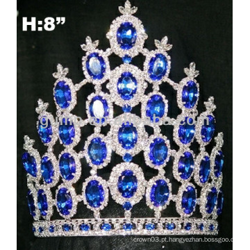 8 polegadas safira tiara coroa com banda ajustável